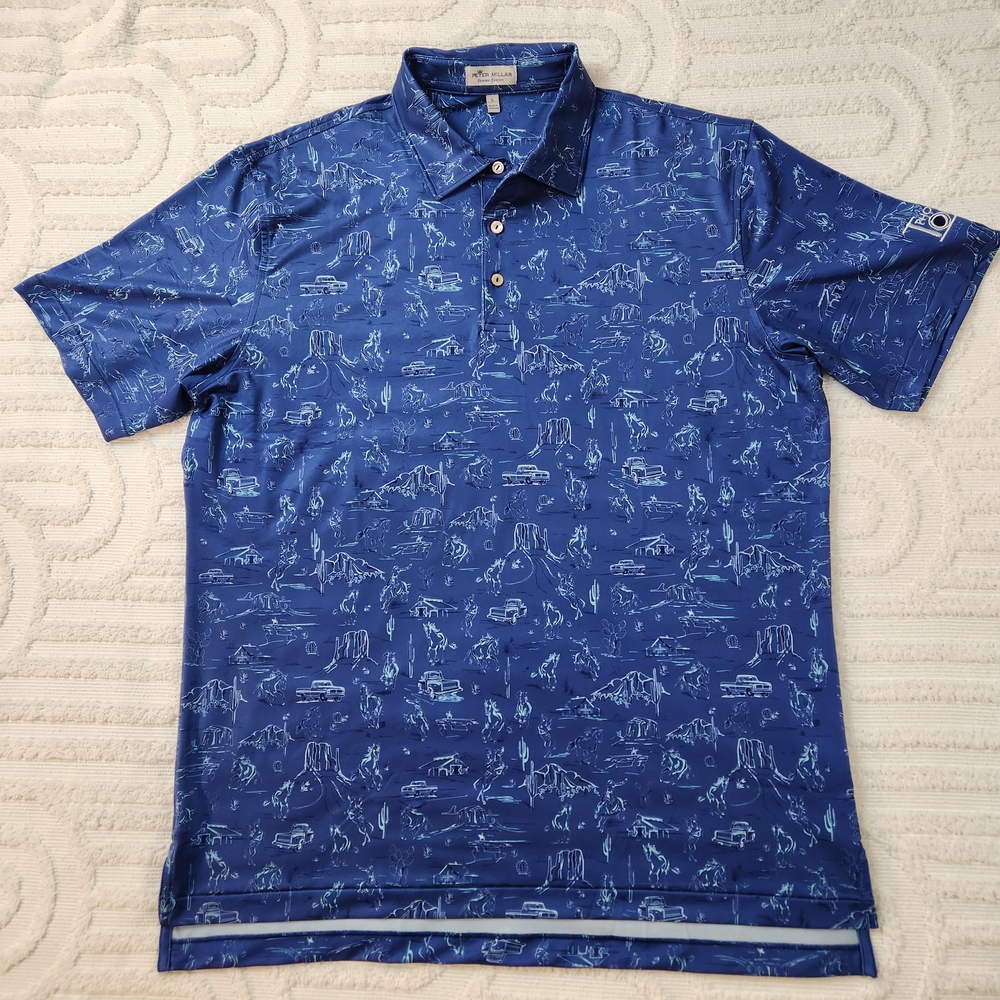 Peter Millar Outlaw Performance Jersey Polo Mens Size Large Western Cowboy